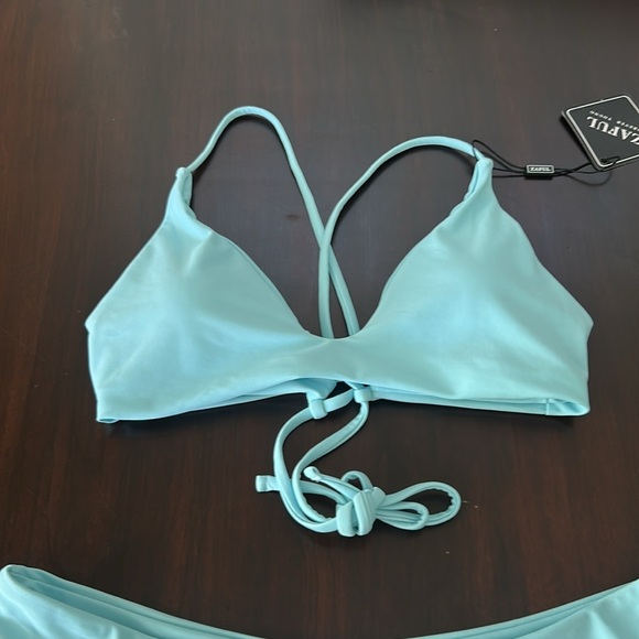 ZAFUL Tie Back High Cut Bralette Bikini Swimsuit Mismatch Size Top S Bottom M - Picture 2 of 8